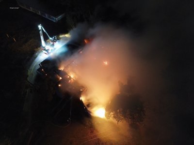 La Maison des forêts à Saint-Etienne-du-Rouvray a été totalement ravagée par l'incendie. - Sdis 76