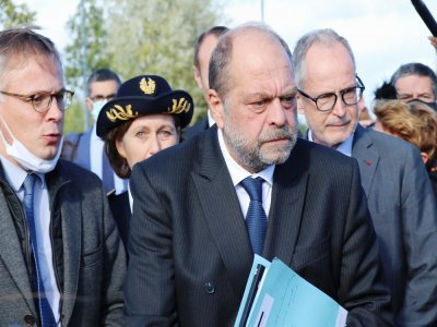 Éric Dupond-Moretti, ministre de la Justice, à la prison de Condé-sur-sarthe le 5 octobre. - Sven Geslin