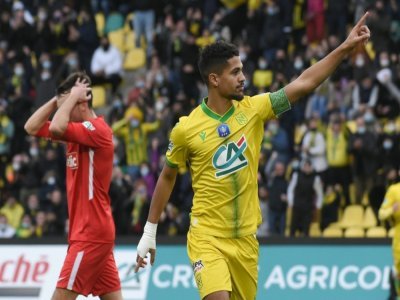 Le capitaine de Nantes Ludovic Blas célèbre son but contre les amateurs de Vitré en Coupe de France le 2 janvier 2022 à Nantes - Sebastien SALOM-GOMIS [AFP]