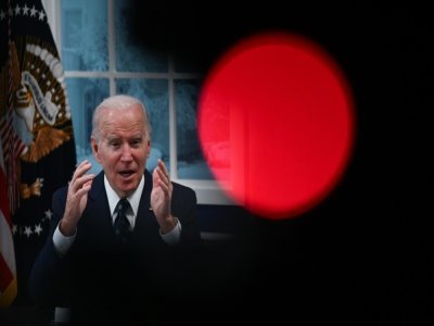 Le président américain Joe Biden le 3 janvier 2022 à la Maison Blanche, lors d'une réunion consacrée à l'industrie de la viande - ROBERTO SCHMIDT [AFP]