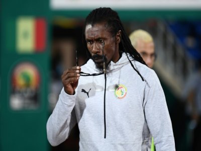 Le sélectionneur du Sénégal Aliou Cissé avant la demi-finale de la CAN contre le Burkina Faso, le 2 février 2022 à Yaoundé - CHARLY TRIBALLEAU [AFP]