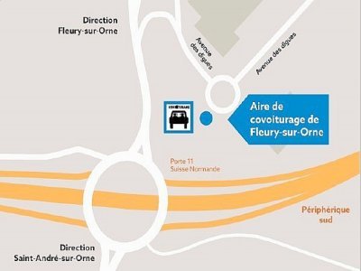 Une nouvelle aire de covoiturage a été construite à Fleury-sur-Orne, au bout de l'avenue des Digues, à proximité du périphérique sud de Caen. - Caen La Mer