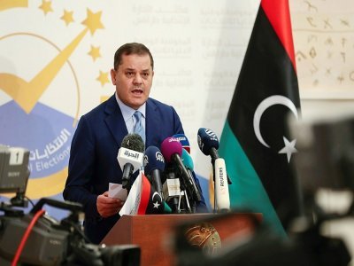 Abdelhamid Dbeibah, Premier ministre par intérim, le 21 novembre 2021, à Tripoli - Mahmud TURKIA [AFP/Archives]