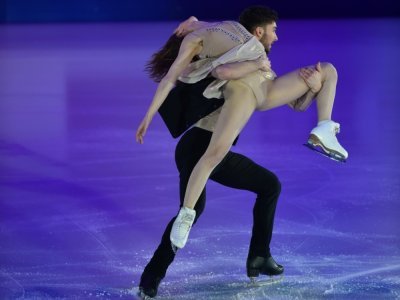 Gabriella Papadakis et Guillaume Cizeron lors du gala aux Championnats d'Europe de patinage artistique à Graz, le 26 janvier 2019 - Daniel MIHAILESCU [AFP/Archives]