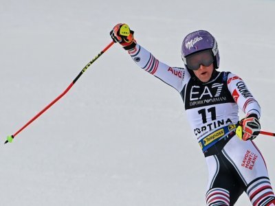 La Française Tessa Worley  lors du slalom parallèle des Mondiaux de Cortina d'Ampezzo, le 16 février 2021 - ANDREAS SOLARO [AFP/Archives]
