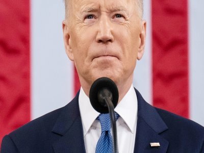 Le président américain Joe Biden lors de son discours sur l'état de l'Union au Congrès américain à Washington, le 1er mars 2022 - SAUL LOEB [POOL/AFP]