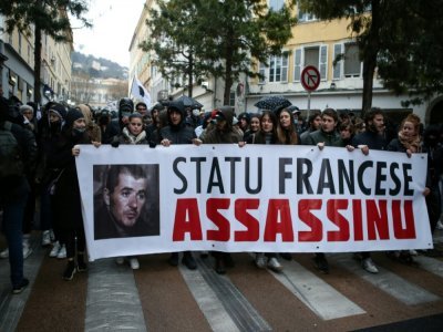 Manifestation en soutien au militant indépendantiste corse Yvan Colonna agressé en prison, le 13 mars 2022 à Bastia - Pascal POCHARD-CASABIANCA [AFP]