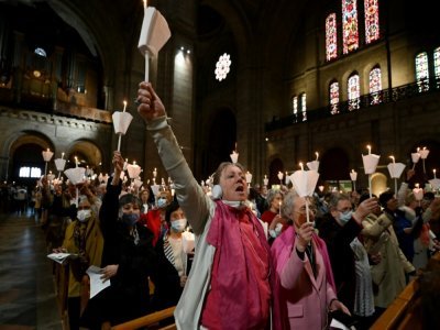 Messe pour la paix en Ukraine au Sacré-Coeur à Paris le 25 mars 2022 - Emmanuel DUNAND [AFP]