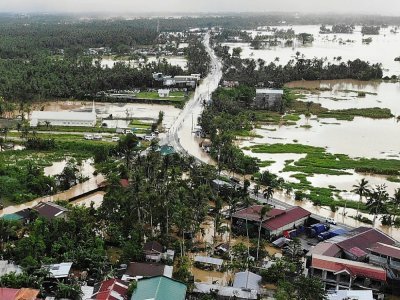 Vue aérienne des inondations à Abuyog après le passage de la tempête Megi, le 11 avril 2022 aux Philippines - Bobbie ALOTA [AFP]