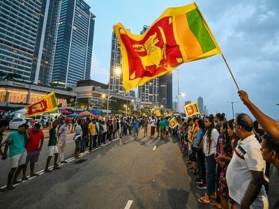 Manifestants antigouvernementaux à Colombo, capitale du Sri Lanka, le 10 mai 2022 - ISHARA S. KODIKARA [AFP]