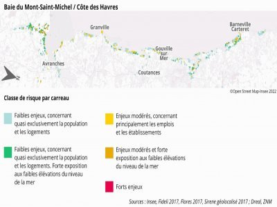 La Baie du Mont Saint-Michel et la côte des Havres est également exposée à ce risque.