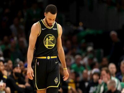 Stephen Curry, le meneur des Golden State Warriors, lors du troisième match des finales NBA contre les Boston Celtics, à Boston le 08 juin 2022 - Maddie Meyer [GETTY IMAGES NORTH AMERICA/AFP]