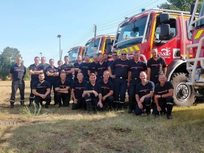 Dans la colonne Ouest : des pompiers manchois et costarmoricains. - SDIS 50