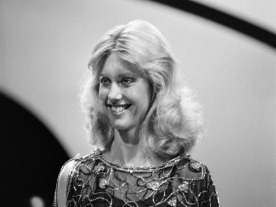 Olivia Newton-John lors de l'enregistrement d'une émission à Paris, le 25 november 1978 - GEORGES BENDRIHEM [AFP/Archives]