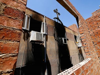 L'église Abou Sifine où s'est déclaré un incendie qui a fait 41 morts, le 14 août 2022 au Caire - Khaled DESOUKI [AFP]