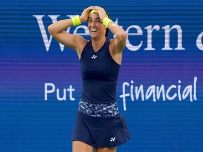 La joie de la Française Caroline Garcia, qualifiée pour la finale du tournoi de Cincinnati, le 20 août 2022 - Dylan Buell [GETTY IMAGES/AFP]