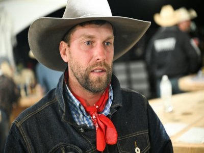Rand Selle, fondateur de l'association No More Empty Saddles, lors d'un rodéo à Bosler, dans le Wyoming, le 13 août 2022 - Patrick T. FALLON [AFP]