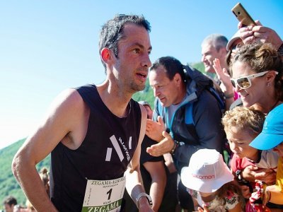 L'Espagnol Kilian Jornet vainqueur de l'Ultra-trail à Zegama (Espagne) le 29 mai. - Ander GILLENEA [AFP]