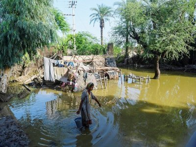 Une zone inondée près de Sukkur, dans la province du Sind, le 28 août 2022 au Pakistan - Asif HASSAN [AFP]