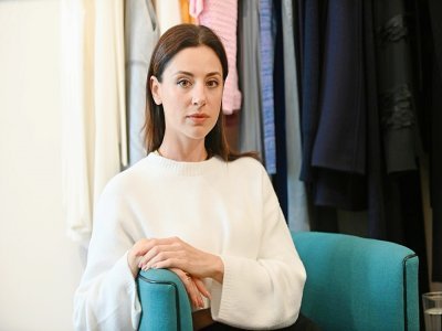 Svitlana Bevza, créatrice ukrainienne de la marque Bevza, pose lors d'un entretien avec l'AFP à New York, le 12 septembre 2022 - Andrea RENAULT [AFP]