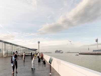 Face au quai de Southampton, le terminal offrira une nouvelle perspective. - Vize Rending for Enia Architectes
