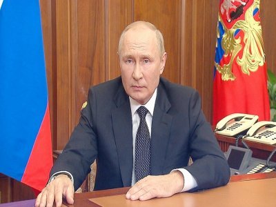Le président russe Vladimir Poutine prononce un discours télévisé, le 21 septembre 2022 - Handout [KREMLIN.RU/AFP/Archives]