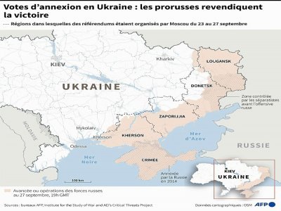 Votes d'annexion en Ukraine : les prorusses revendiquent la victoire - [AFP]