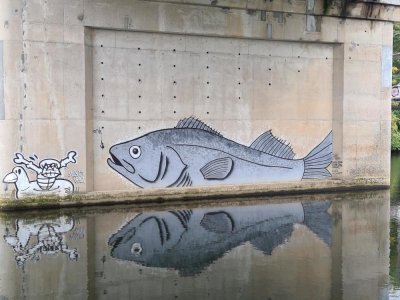 Le poisson peint par Oré sous le viaduc de la Cavée.