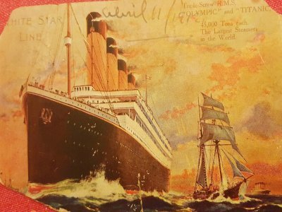 Carte postale achetée sur le Titanic et envoyée depuis l'Irlande par Edgar Andrew. - Collection Enrique Dick