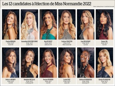 Les douze candidates à l'élection de Miss Normandie 2022.