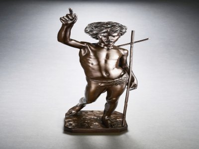 Cette sculpture, réalisée par Ferdinand Barbedienne, est une statue en bronze représentant Saint Jean Baptiste, enfant. - CD61, Jérémy Saint-Peyre