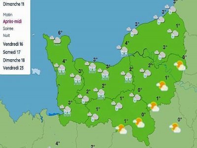 Les prévisions météo pour dimanche 11 décembre. - Capture écran Météo France