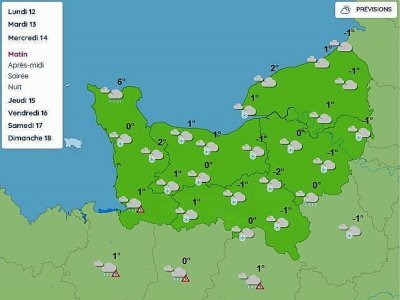 Les prévisions météorologiques pour le mercredi 14 décembre, matin. - Capture Météo France