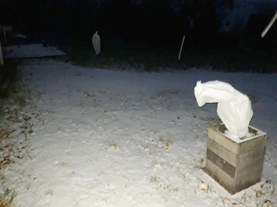 La neige est aussi tombée au Breuil-en-Auge. 