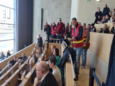 Olivier Raas, délégué CGT à Le Havre Seine Métropole, a pris la parole au nom des manifestants.