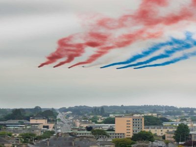Les Alpha Jet de la Patrouille de France ont décollé de l'aéroport de Caen Carpiquet. - Marin Prouzeau