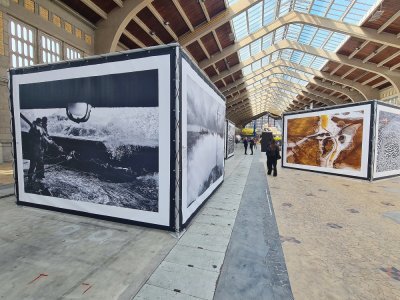 Différents clichés sont à retrouver dans la grande halle de la gare maritime transatlantique.