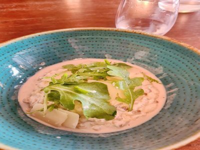 Risotto de fregula aux coques. 