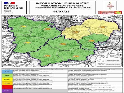 La carte de vigilance pour les feux de forêts, d'espaces naturels et agricoles. - SDIS 27