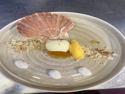 Le dessert autour de la Saint-Jacques, proposé depuis plusieurs années par le Channel. Il s'agit de l'édition d'une année précédente.