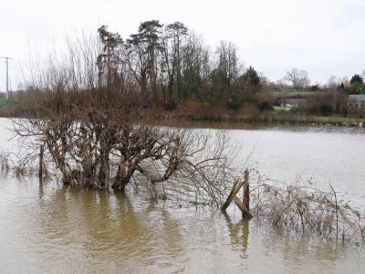 Des champs sont sous les eaux.