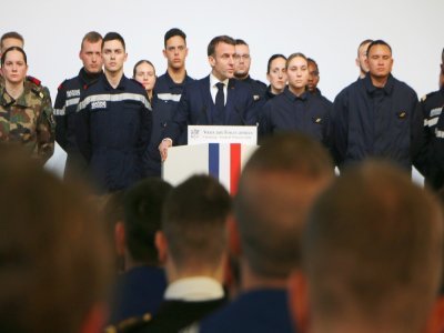 Emmanuel Macron, lors de son discours de vœux aux armées.