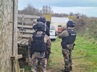 Des gendarmes du Peloton de surveillance et d'intervention de la gendarmerie (PSIG) de Saint-Lô.