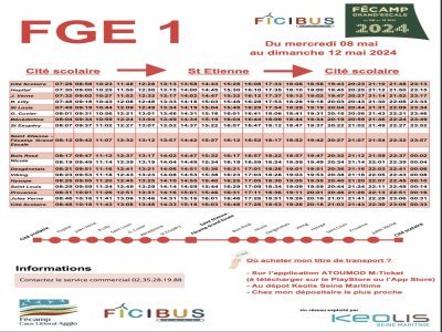 Les horaires de la ligne 1 de Ficibus (départ du parking Maupassant).