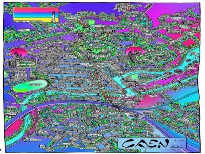 La carte de Caen, vue par Alcatela.