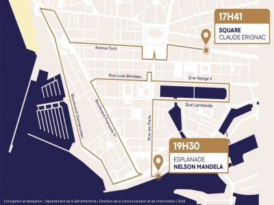 Le parcours du relais de la flamme au Havre.