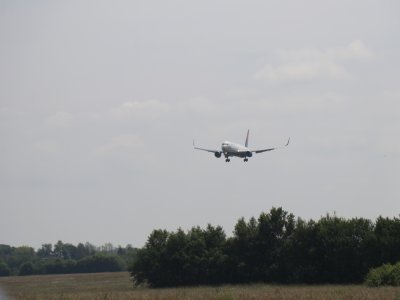 L'avion des vétérans, avant d'atterrir sur le tarmac normand.