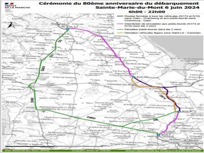 Les règles de circulation sur la RN13 et la RN174, jeudi 6 juin. - Préfecture de la Manche