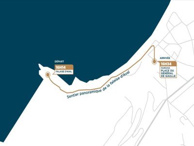 Le parcours de la flamme à Etretat. La falaise d'Aval sera entièrement inaccessible.