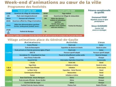 Le programme du village d'animations.